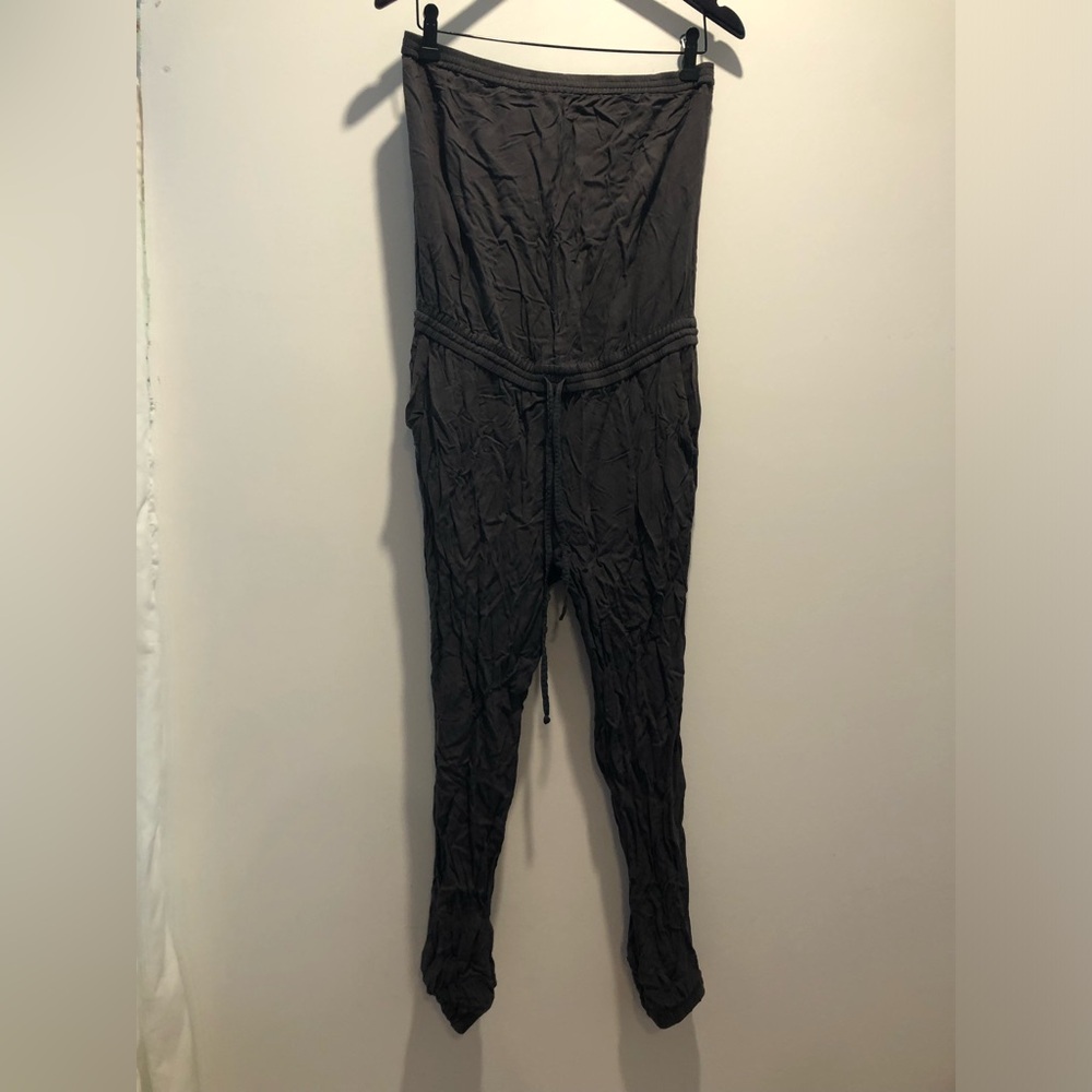 Talula Black Strapless Romper with Drawstring Waist